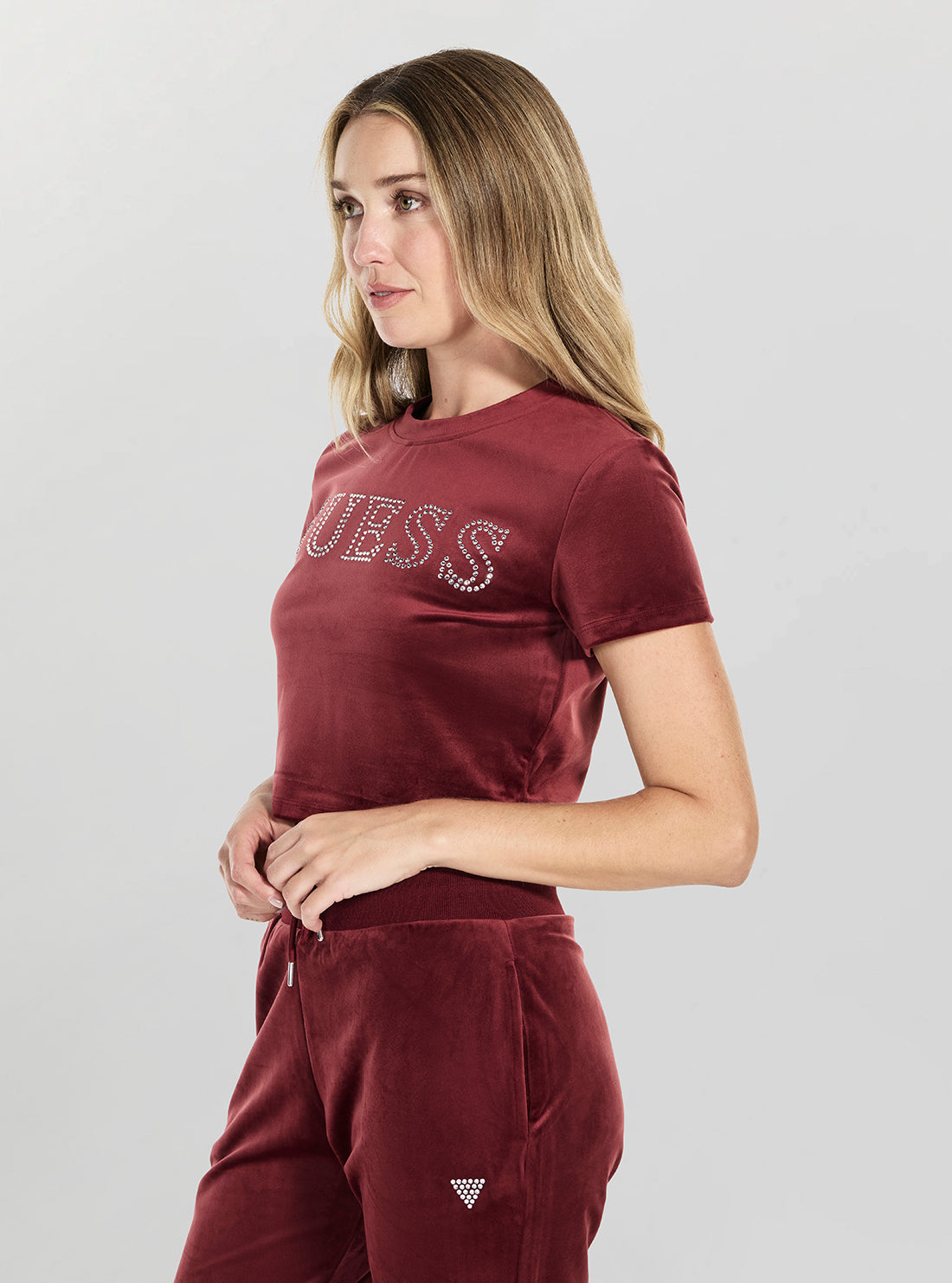 GUESS Womens Eco Red Couture Active T-Shirt V5BI07K8FQ4 Side View