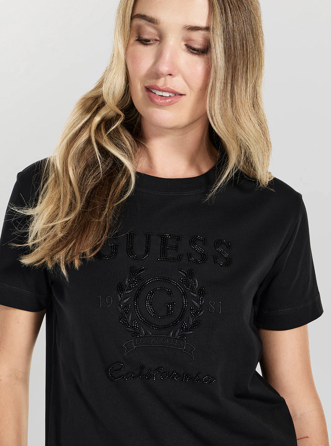 GUESS Womens Eco Black Mena Active T-Shirt V5BI07K8FQ4 Detail View