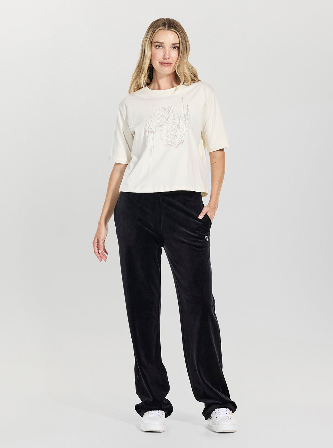 GUESS Womens Eco White Eona Active T-Shirt V5BI11I3Z14 Full View