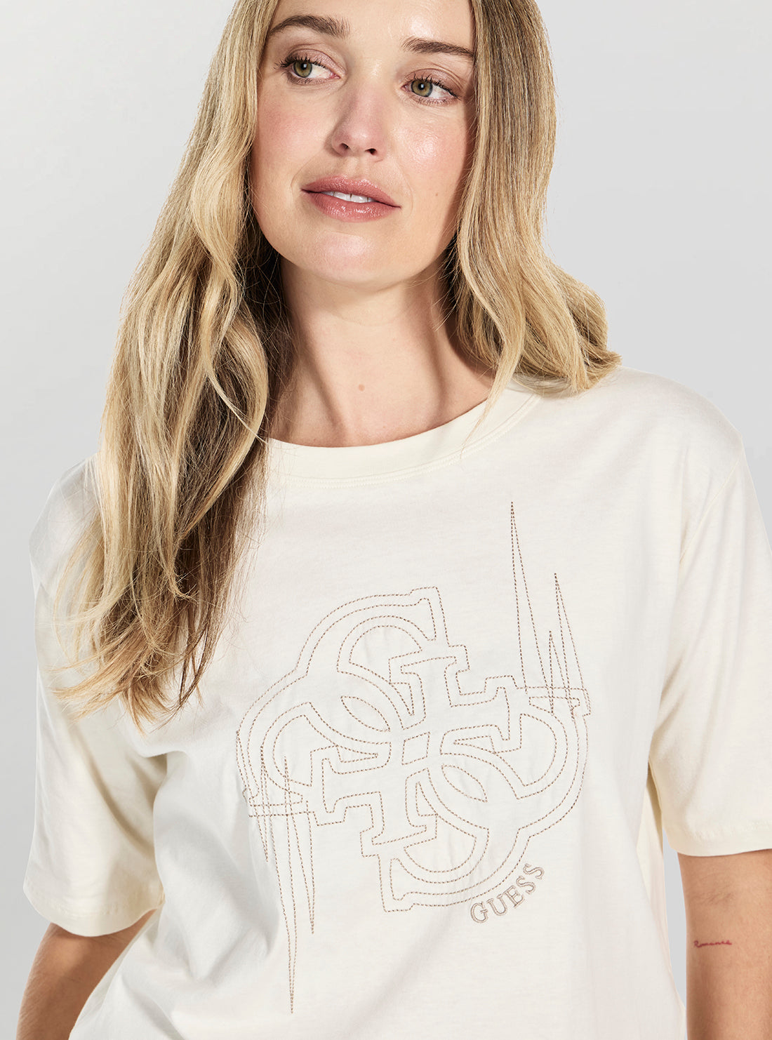 GUESS Womens Eco White Eona Active T-Shirt V5BI11I3Z14 Detail View