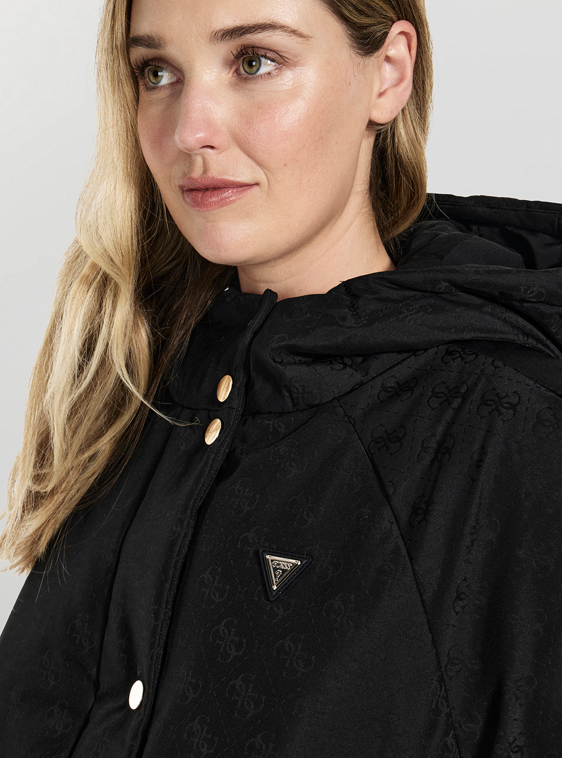 GUESS Womens Eco Black 4G Boxy Puffer Active Jacket V5BL07WGLW2 Detail View