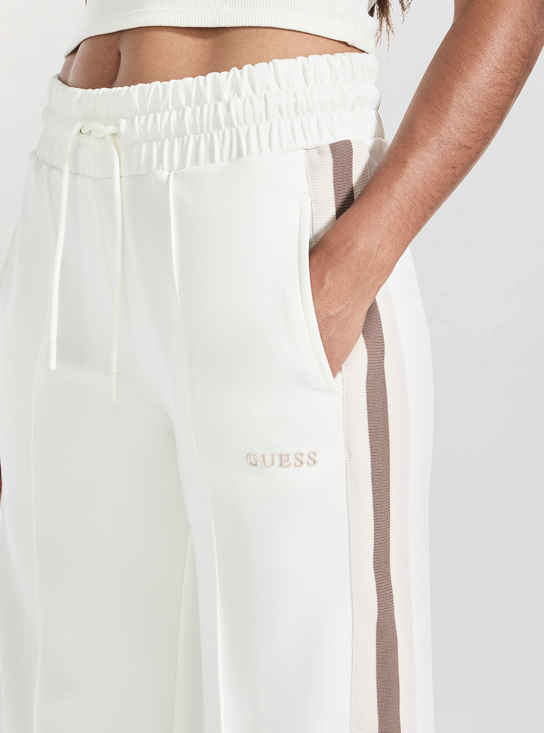 GUESS Womens Eco White Yarrow Straight Active Long Pant V5GB12KCRU2 Detail View