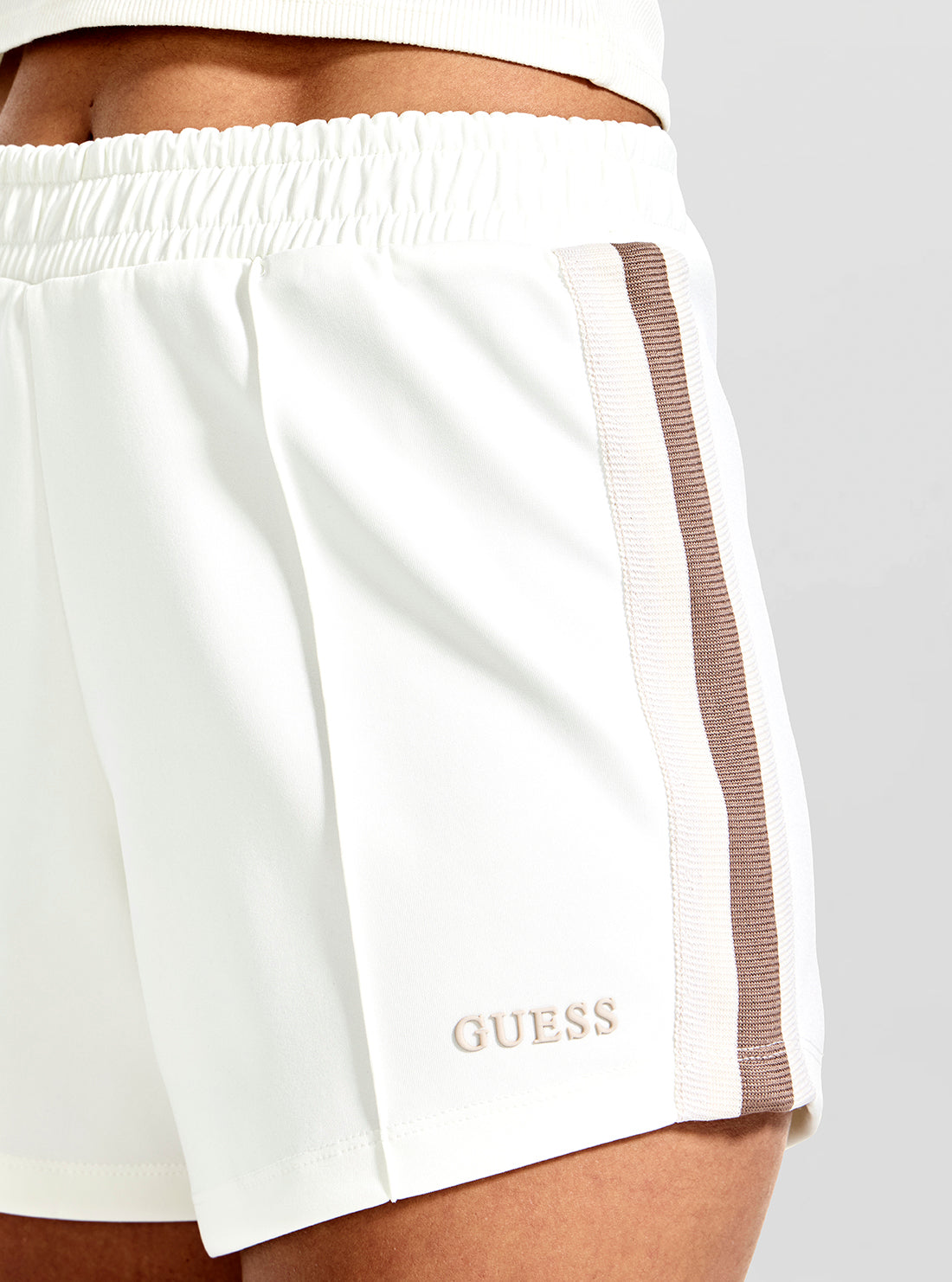 GUESS Womens White Yarrow Active Shorts V5GD14KCRU2 Detail View