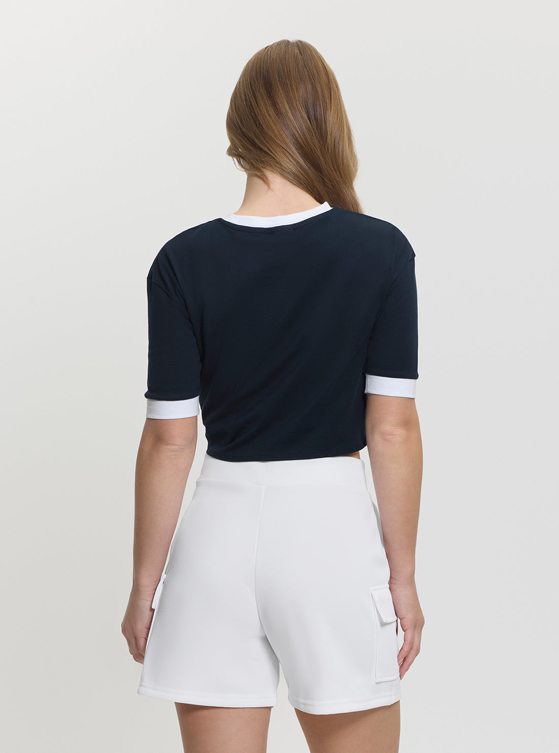 GUESS Womens Blue Front Knot Logo T-Shirt V5GI05I3Z14 Back View