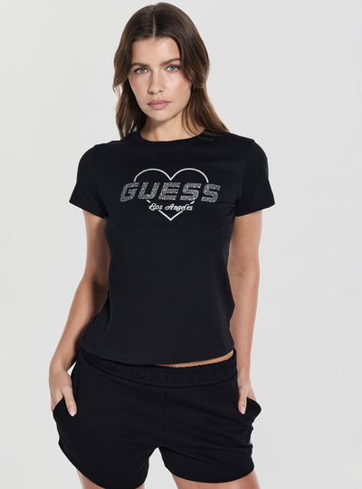 GUESS Womens Black Narciso Graphic T-Shirt V5GI10K9RM1 Front View