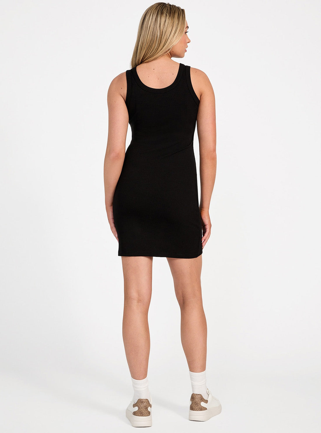 GUESS Womens Black Sunflower Active Rib Mini Dress V5GK06K8RT2 Back View