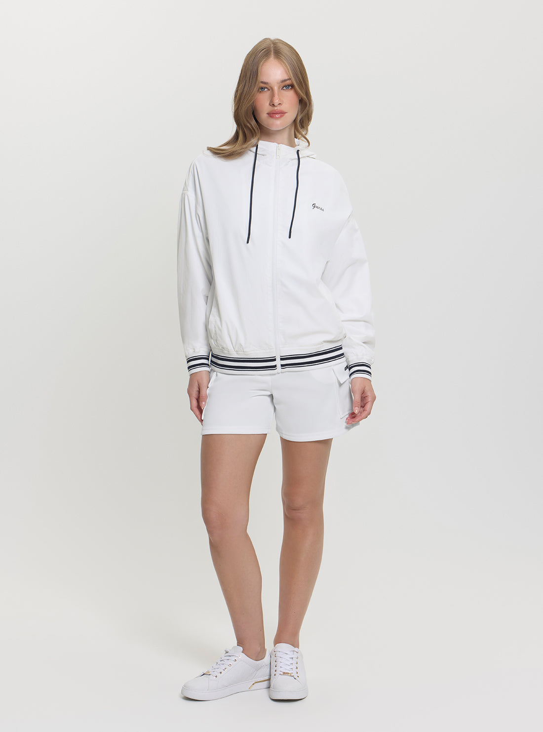 GUESS Womens White Kale Active Windbreaker Jacket V5GL00WH5H2 Full View