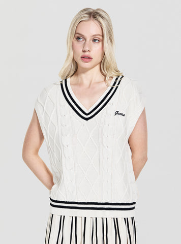 GUESS Womens White Active Sweater Vest V5GR00Z3FB1 Front View