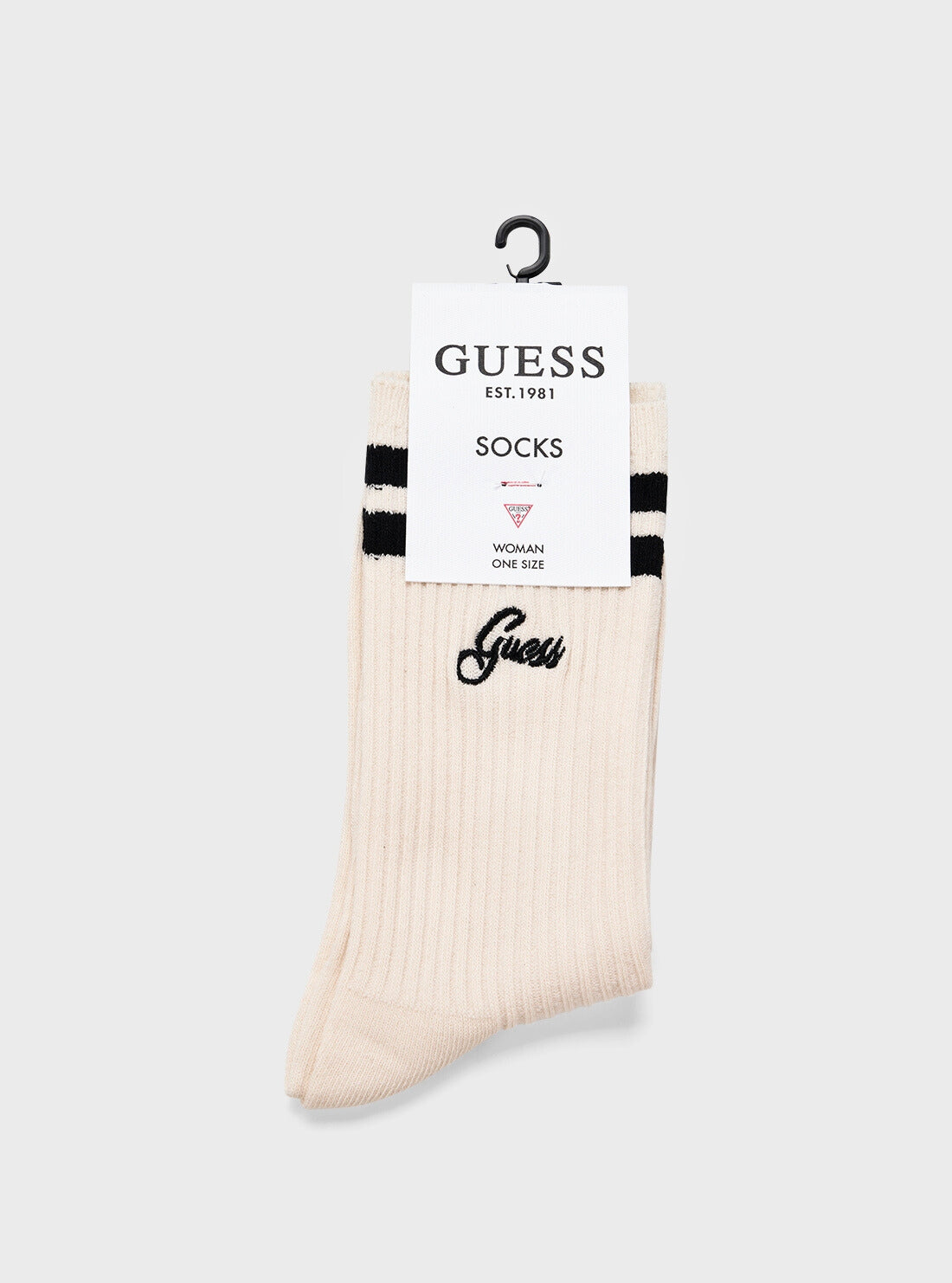 GUESS Womens Beige Black College Active Socks V5RZ04Z3LH0 Detail View