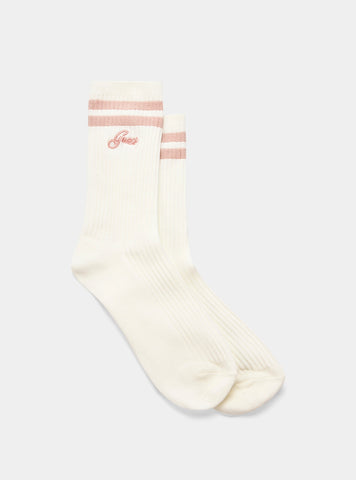 GUESS Womens Beige Pink College Active Socks V5RZ04Z3LH0 Front View