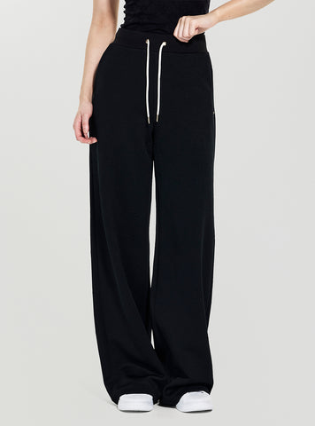 GUESS Womens Black Logo Peony Wide Leg Pants V5YB19KBSL2 Front View