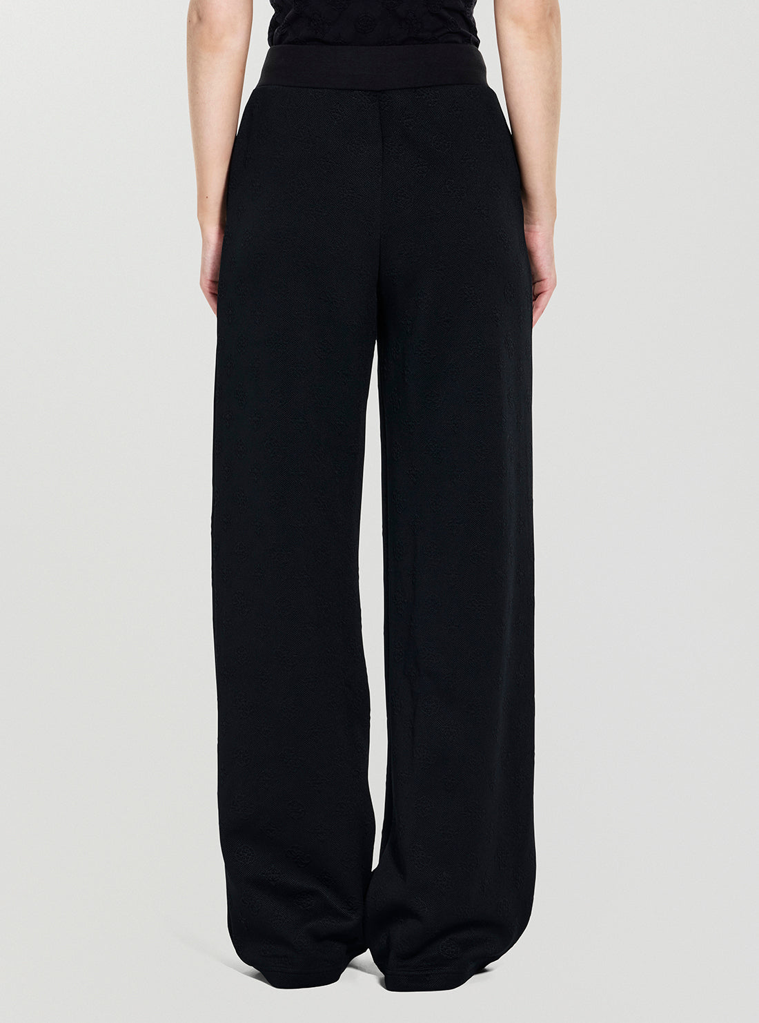GUESS Womens Black Logo Peony Wide Leg Pants V5YB19KBSL2 Back View