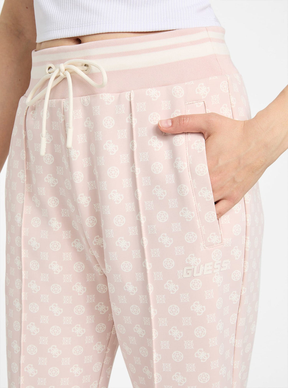 GUESS Womens Pink Logo New Aggie Long Pant V5YB20KB212 Detail View