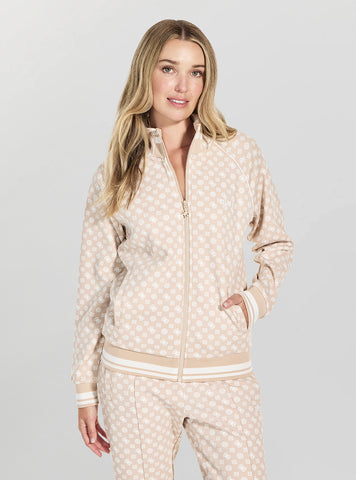 GUESS Womens Eco Beige Aggie Full Zip Active Sweatshirt V5YB20KB21 Front View