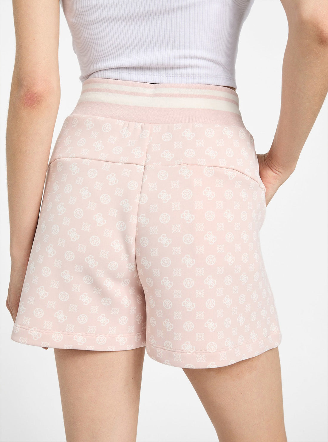 GUESS Womens Pink Logo Aggie Scuba Shorts V5YD06KB212  Back Detail View