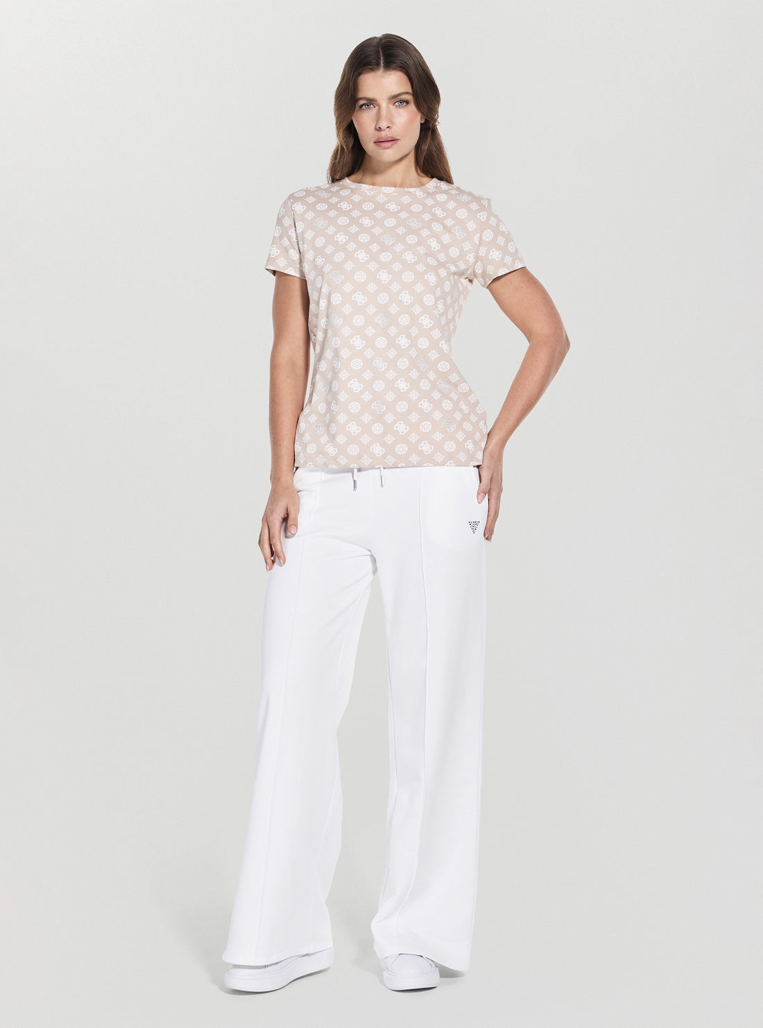 GUESS Womens Pink Gloria Peony Active T-Shirt V5YI04I3Z14 Full View