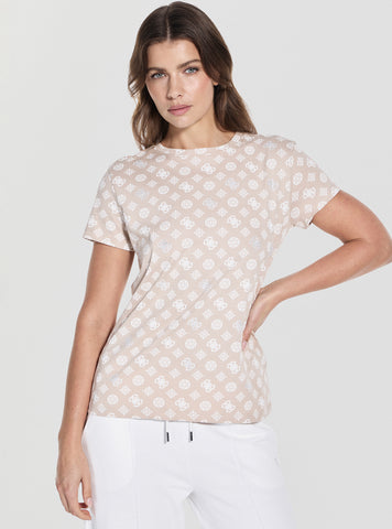 GUESS Womens Pink Gloria Peony Active T-Shirt V5YI04I3Z14 Front View