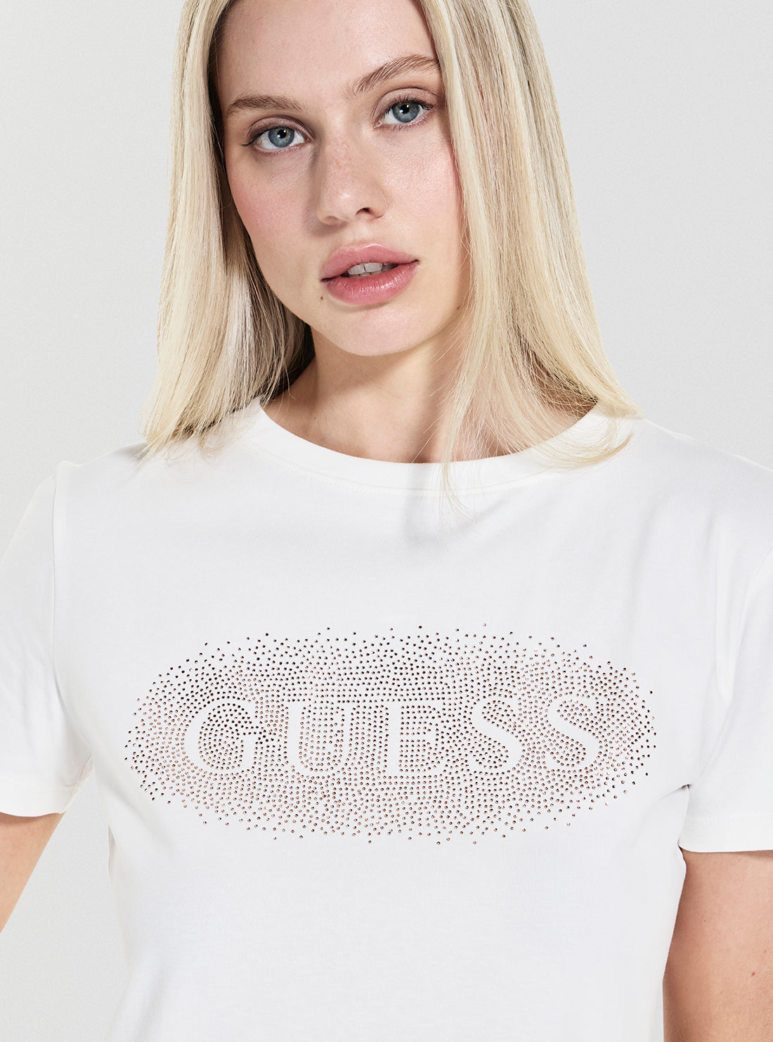 GUESS Womens White Ingrid Active T-Shirt V5YI08J1314 Detail View