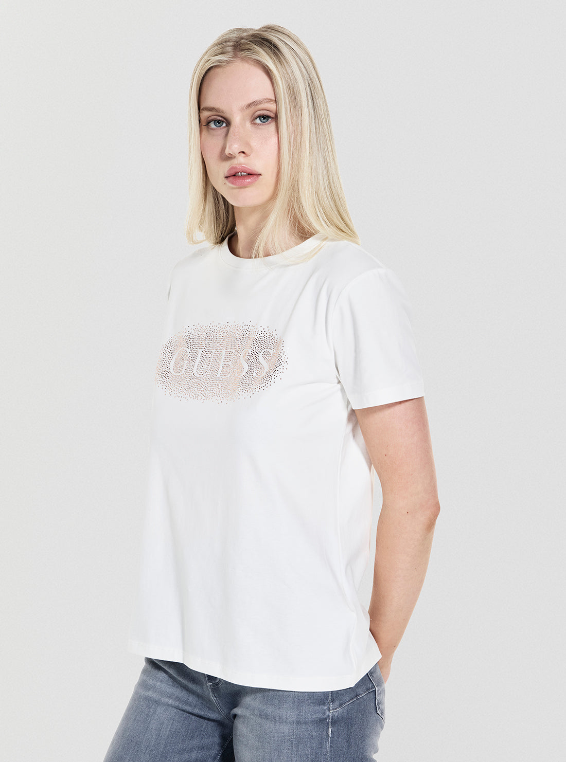 GUESS Womens White Ingrid Active T-Shirt V5YI08J1314 Side View