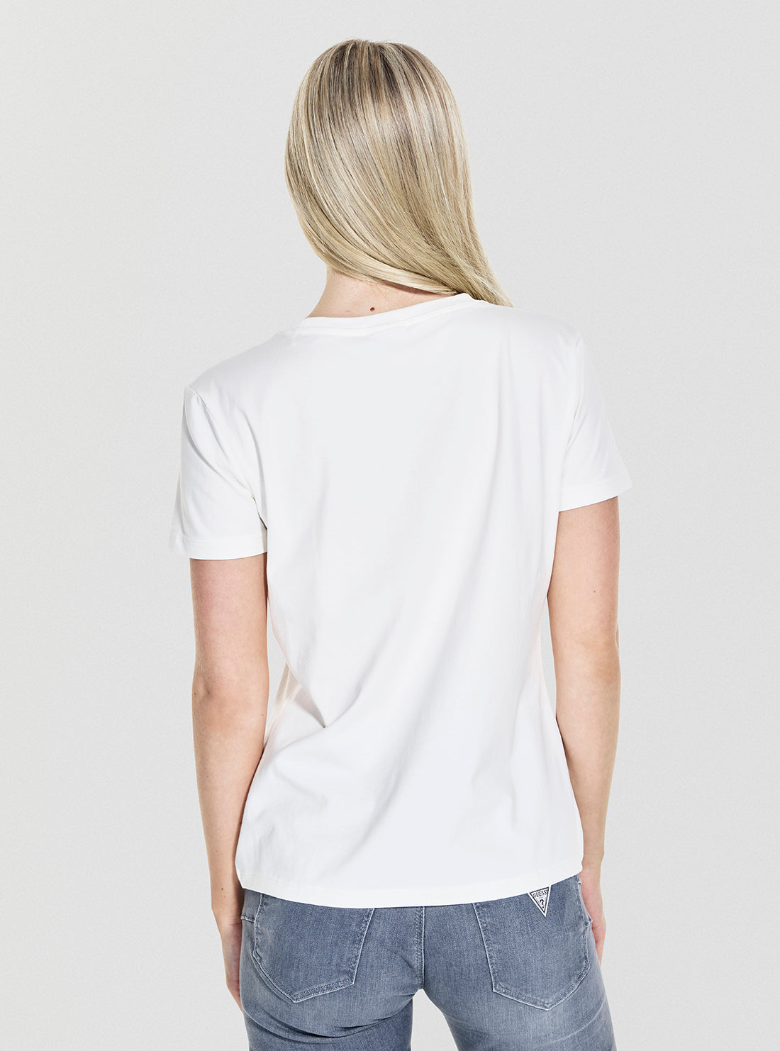 GUESS Womens White Ingrid Active T-Shirt V5YI08J1314 Back View