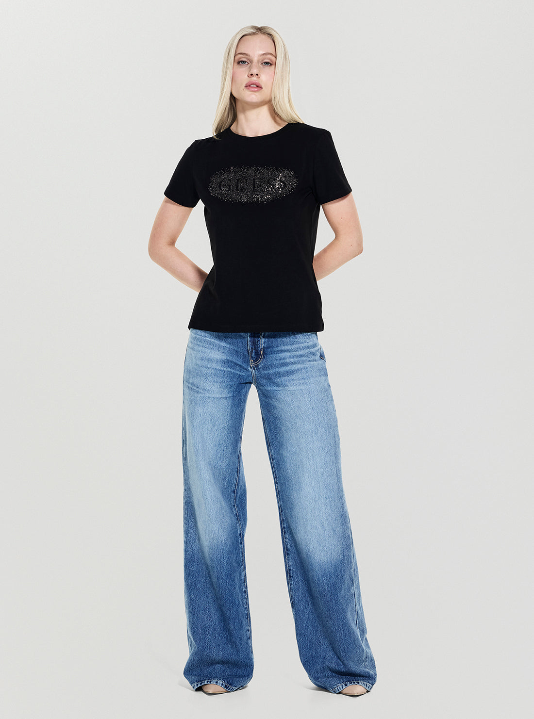 GUESS Womens Black Ingrid Active T-Shirt V5YI08J131 Full View