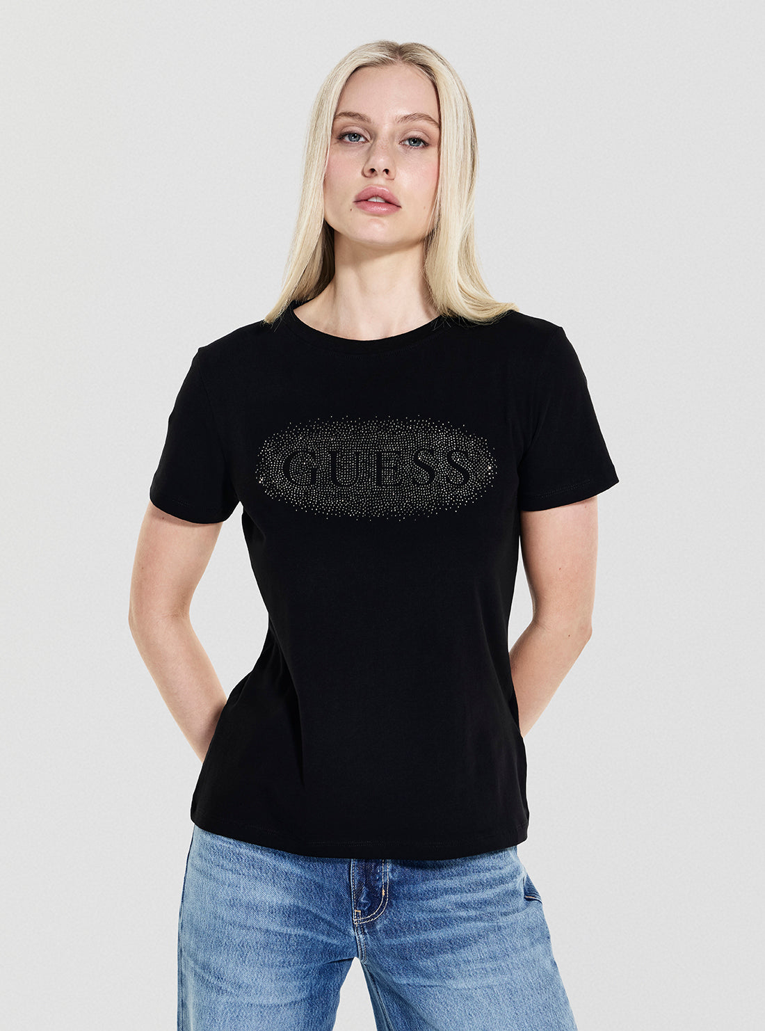 GUESS Womens Black Ingrid Active T-Shirt V5YI08J1314 Front View