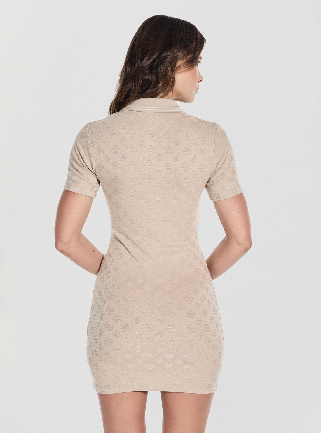 GUESS Womens Beige Peony Polo Active Dress V5YK00KCX12 Back View