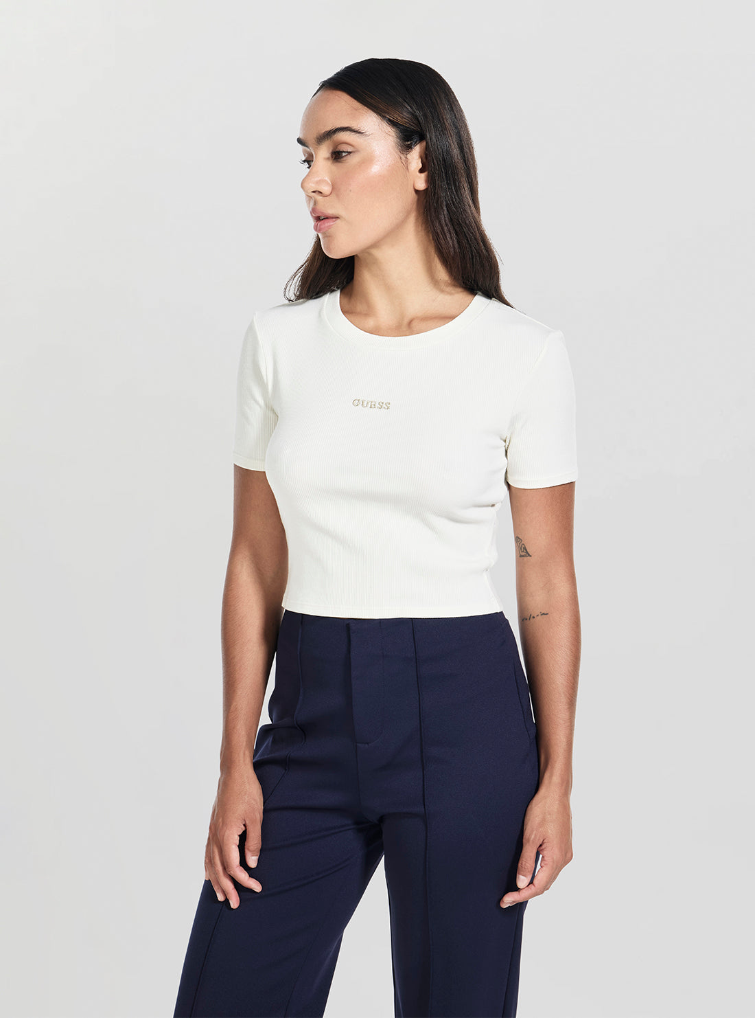 GUESS Womens White Carla Knitted Active Top V5YP08K8RT2 Side View