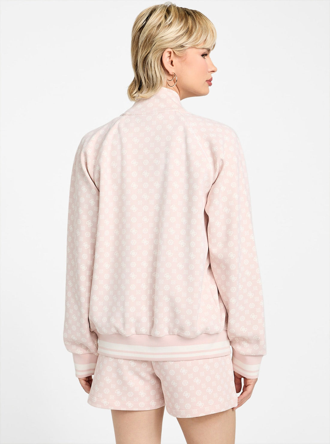 GUESS Womens Pink Logo Aggie Full Zip Active Sweatshirt V5YQ03KB212 Back View