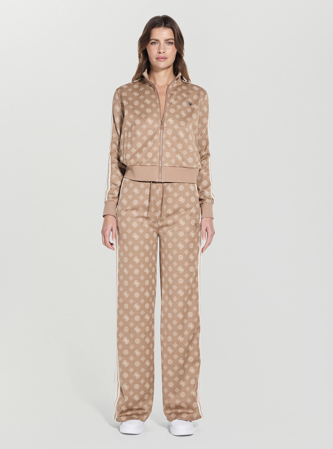 GUESS Womens Beige Peony Taped Active Sweatshirt V5YQ07K0282 Full View