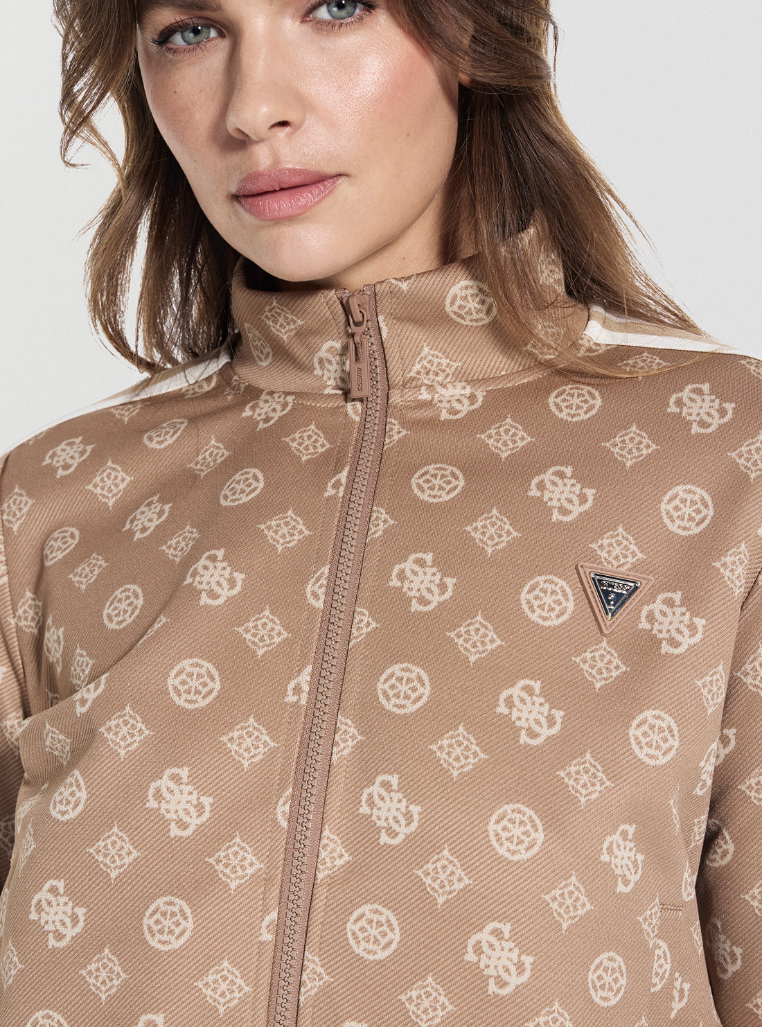 GUESS Womens Beige Peony Taped Active Sweatshirt V5YQ07K0282 Detail View