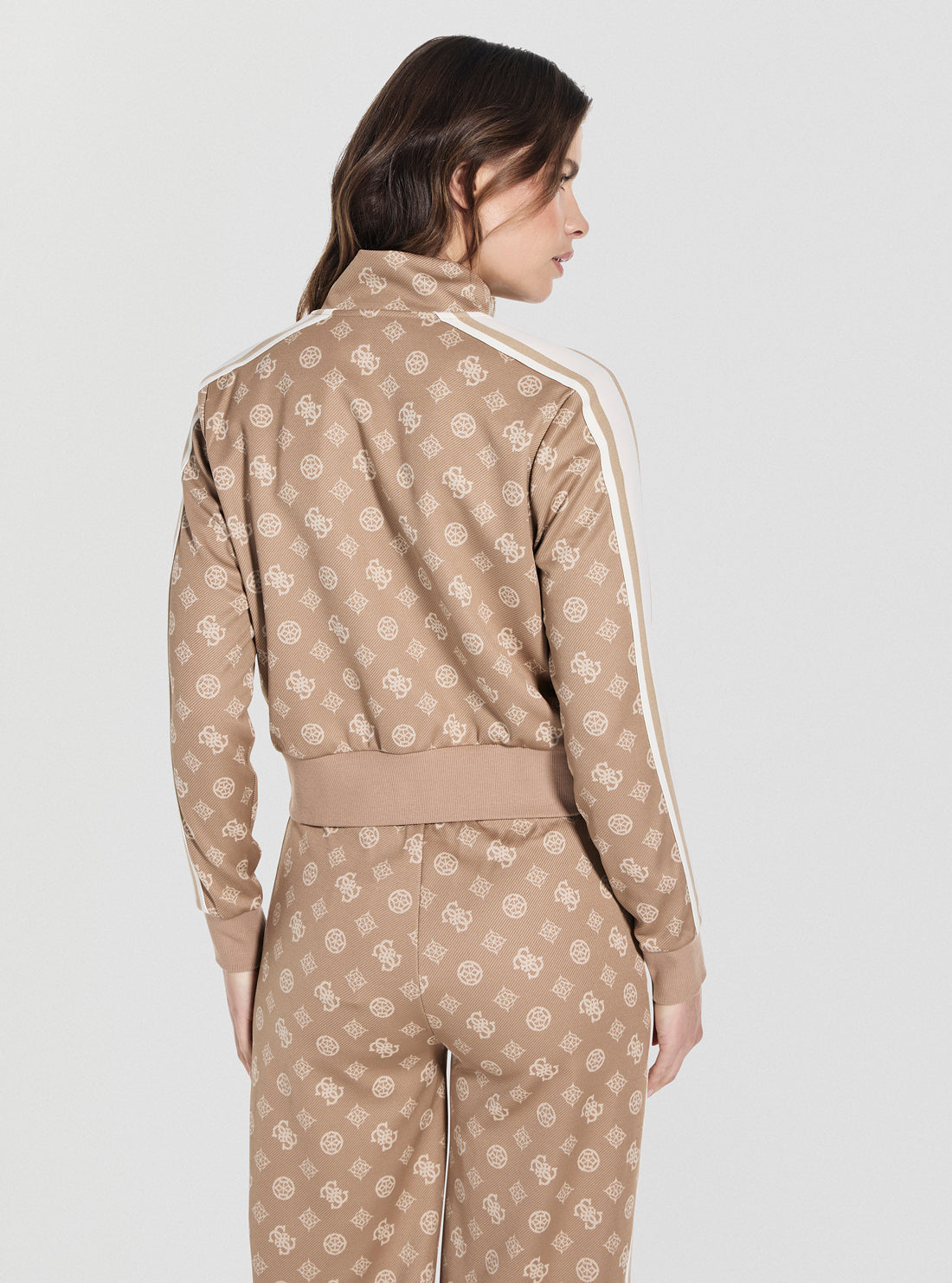 GUESS Womens Beige Peony Taped Active Sweatshirt V5YQ07K0282 Back View