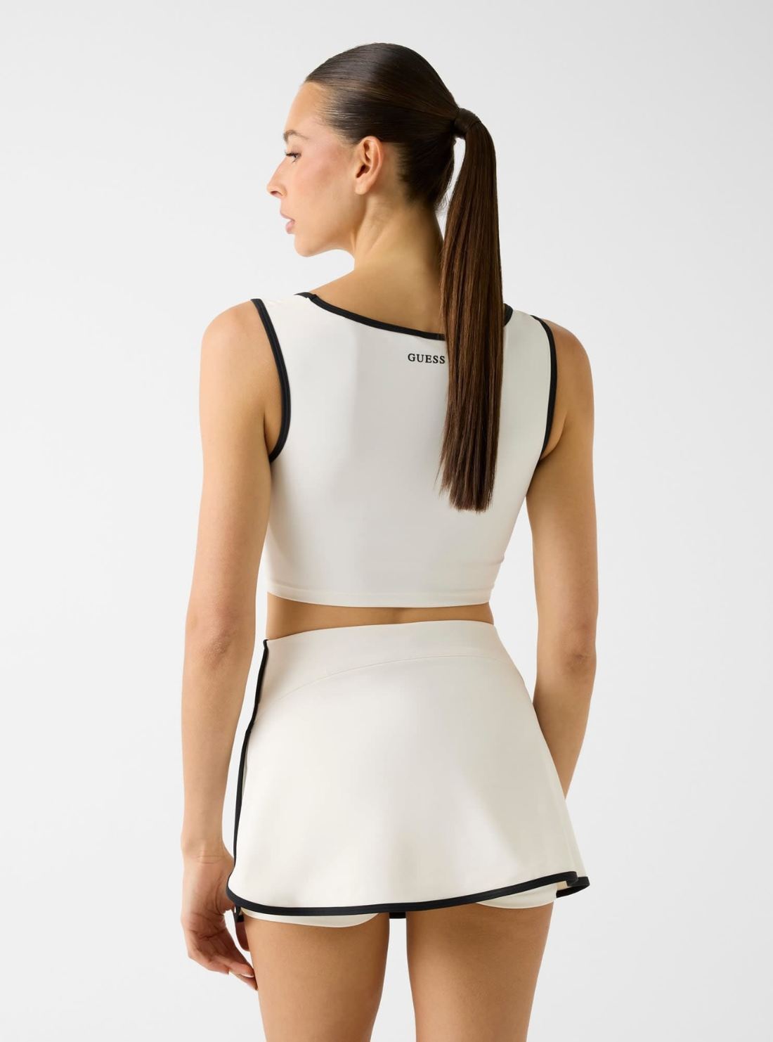GUESS Womens White Sarah Fix Cropped Top V6GP09K2999 Back View