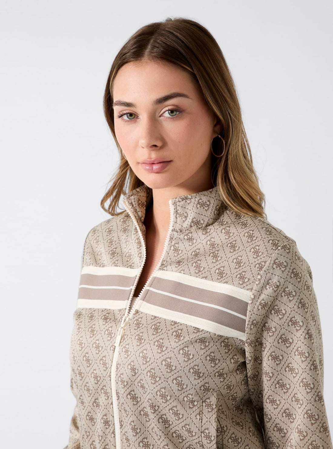GUESS Womens Brown Logo 4G Jacquard Sweatshirt V6GQ06K2957 Detail View
