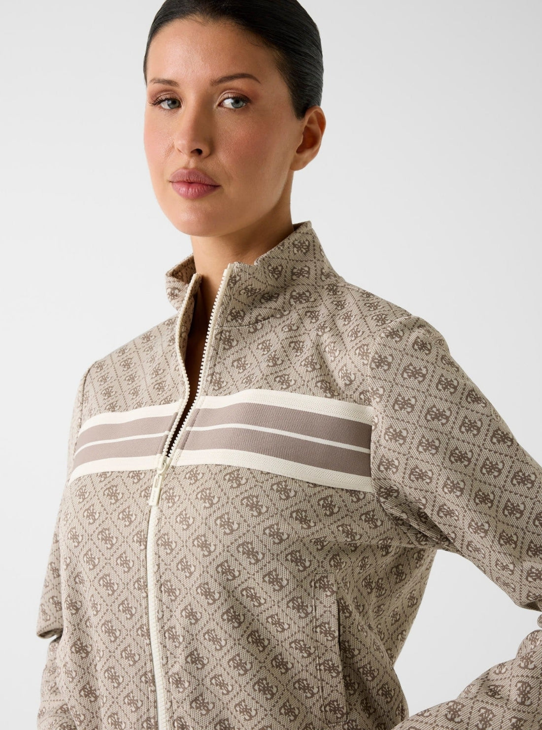 GUESS Womens Brown Logo 4G Jacquard Sweatshirt V6GQ06K2957 Detail View