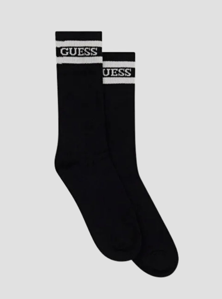 GUESS Mens Black Mesh Logo Sock V6GZ09Z0807 Front View