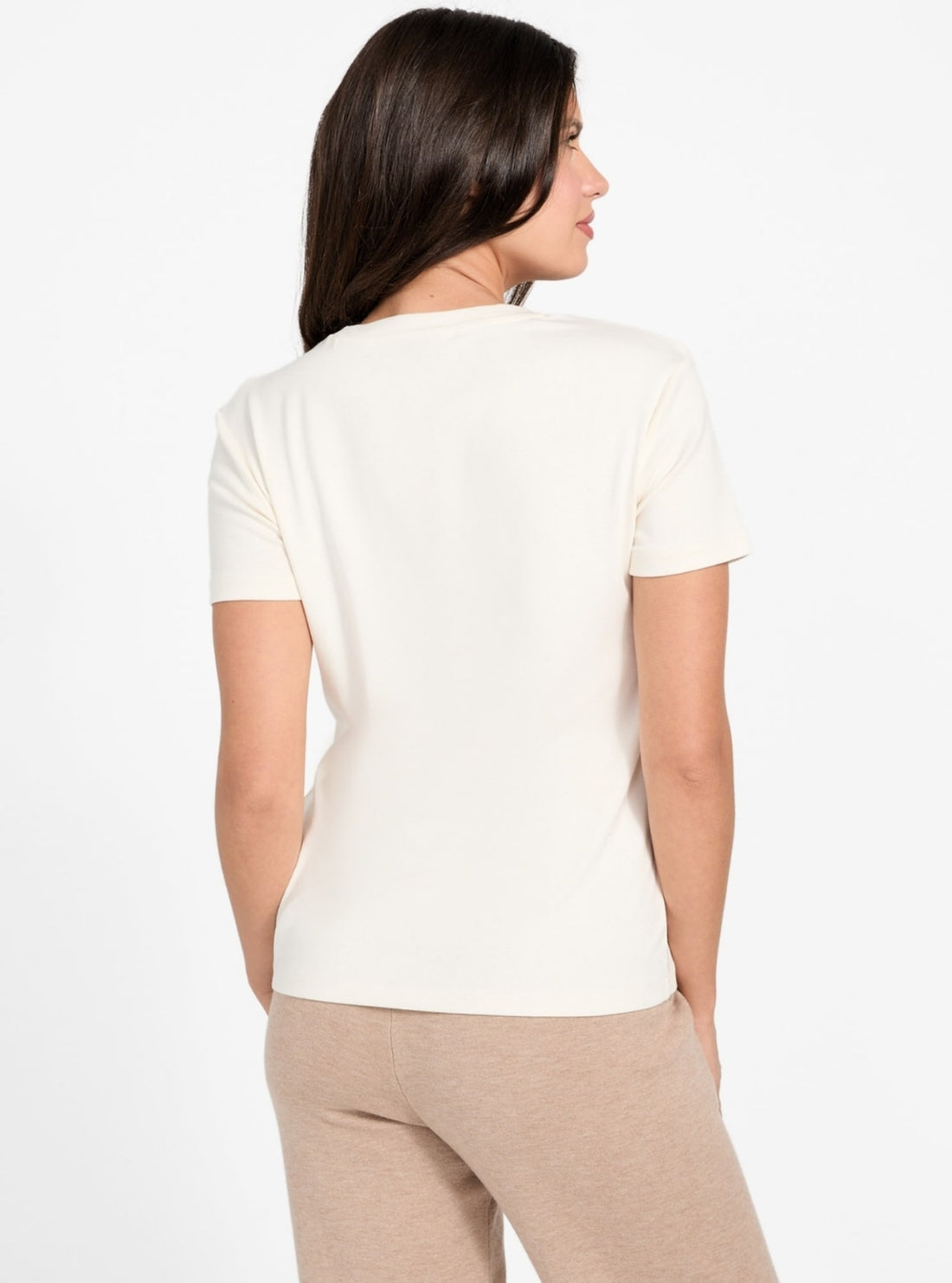 GUESS Womens Eco White Arabella Logo T-Shirt V6RI06KD741 Back View