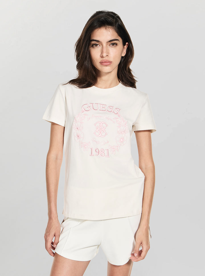 GUESS Womens Eco White Maddalena T-Shirt V6RI12J1314 Front View