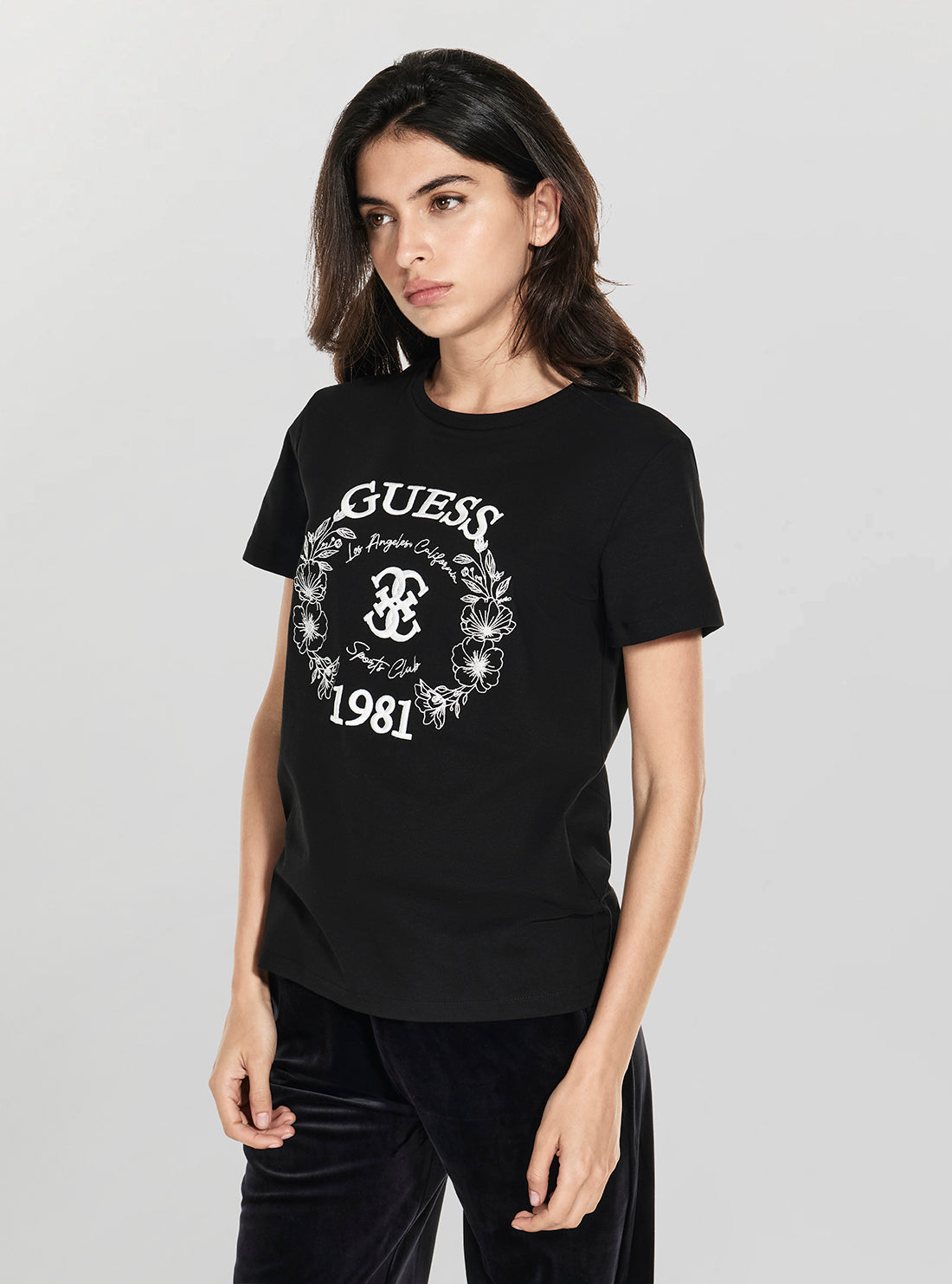 GUESS Womens Eco Black Maddalena T-Shirt V6RI12J1314 Side View