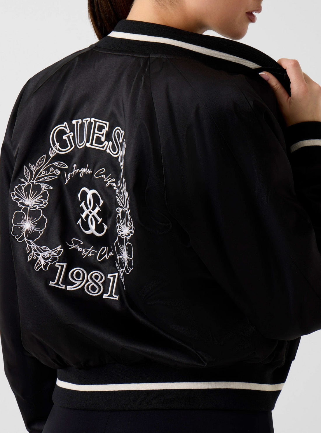 GUESS Womens Black Tamara Bomber Jacket V6RL02WL022 Detail View