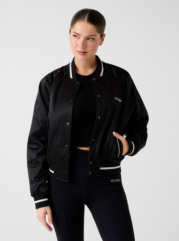 GUESS Womens Black Tamara Bomber Jacket V6RL02WL022 Front View