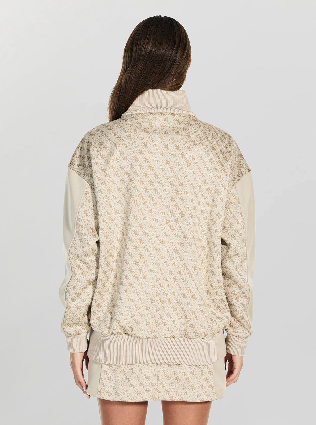 GUESS Womens Beige Maya 4G Full Zip Active Jacket V6RL08K2042 Back View