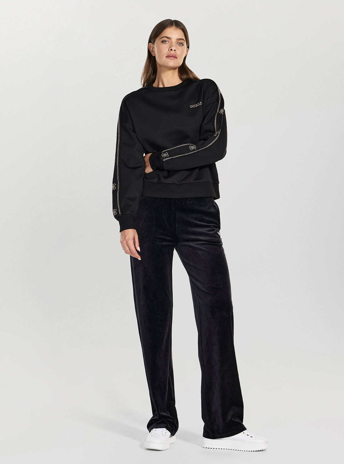 GUESS Womens Eco Black Octavia Sweatshirt V6RQ96KCX22 Full View