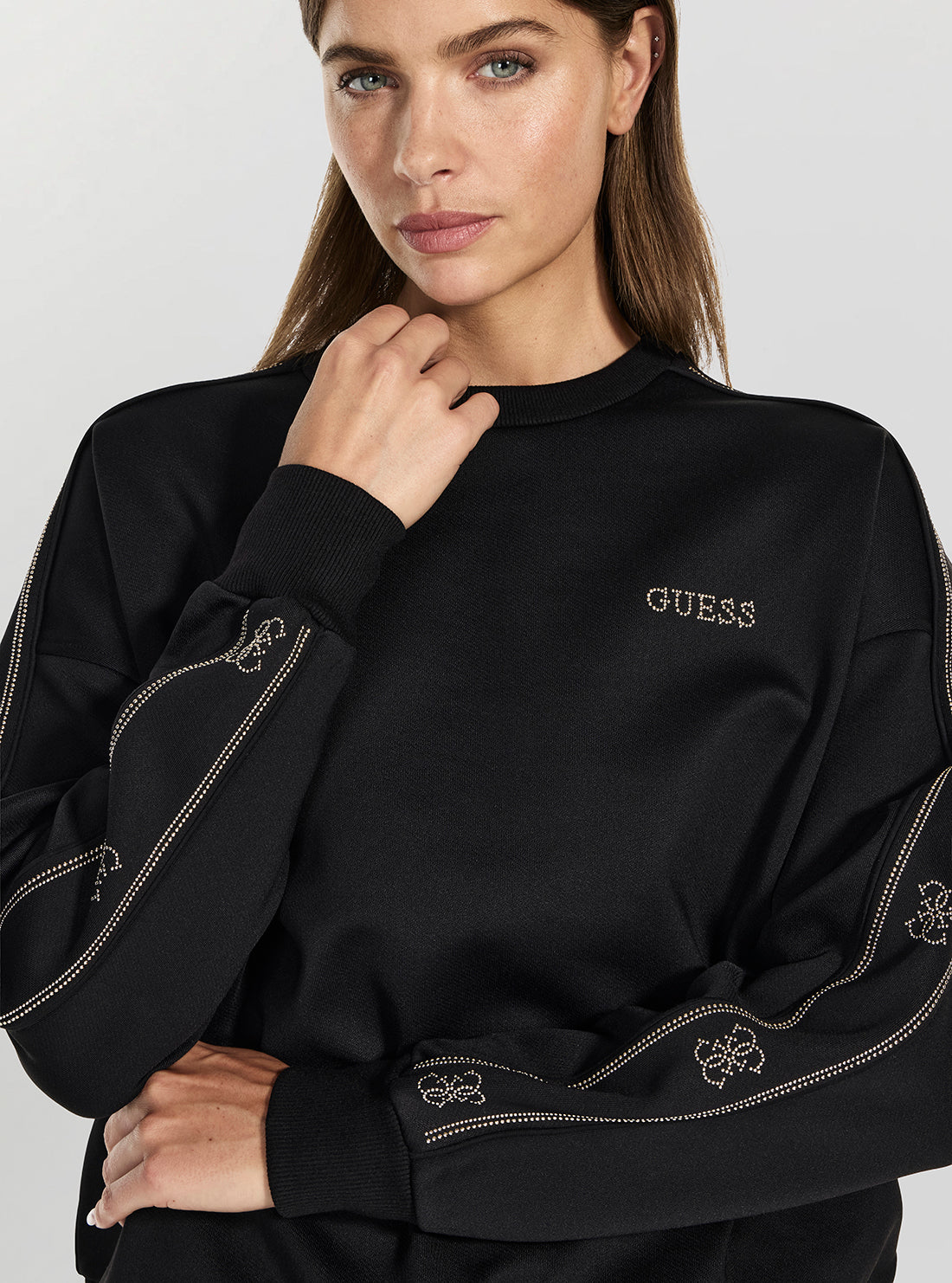 GUESS Womens Eco Black Octavia Sweatshirt V6RQ96KCX22 Detail View