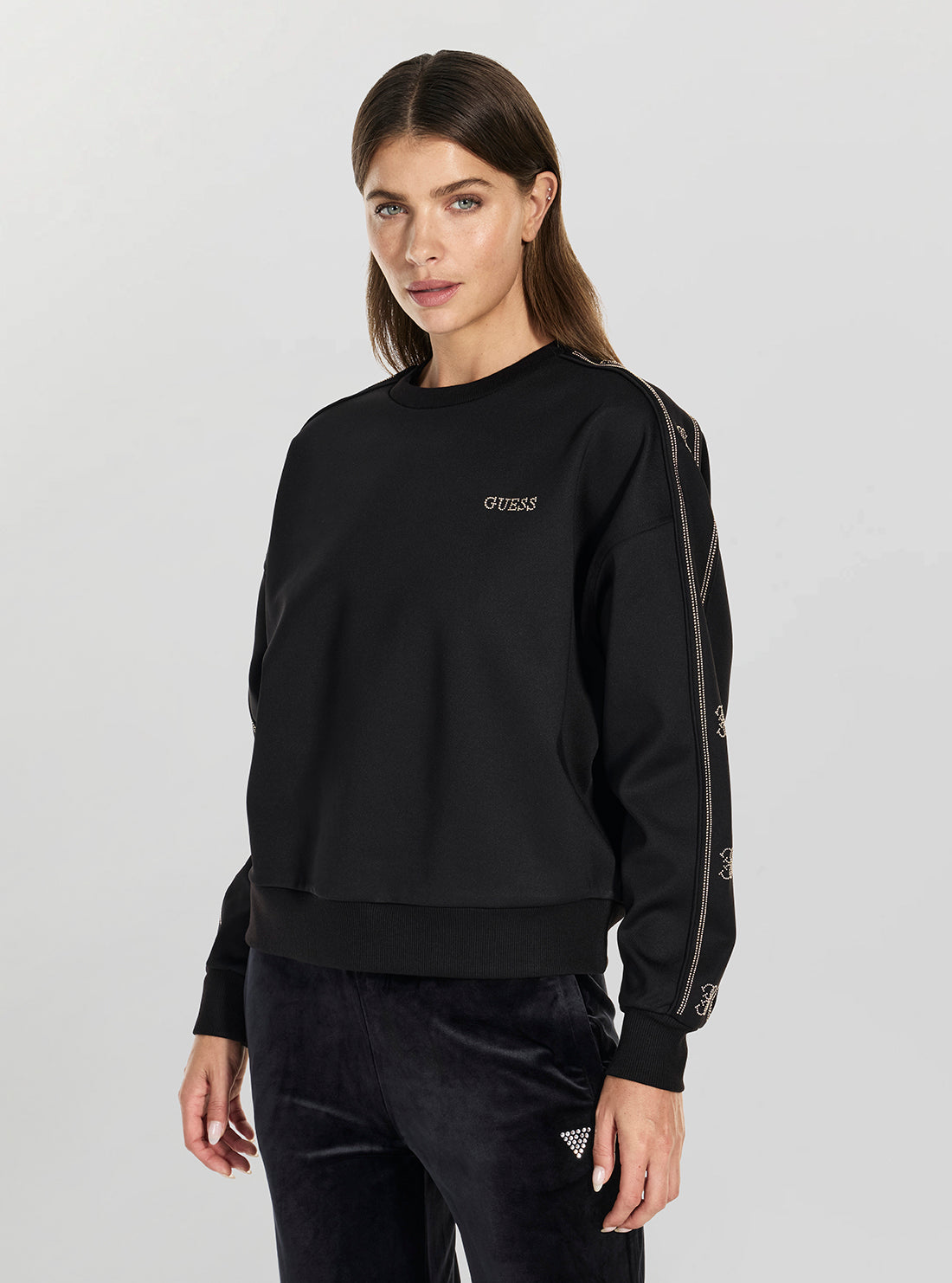 GUESS Womens Eco Black Octavia Sweatshirt V6RQ96KCX22 Side View