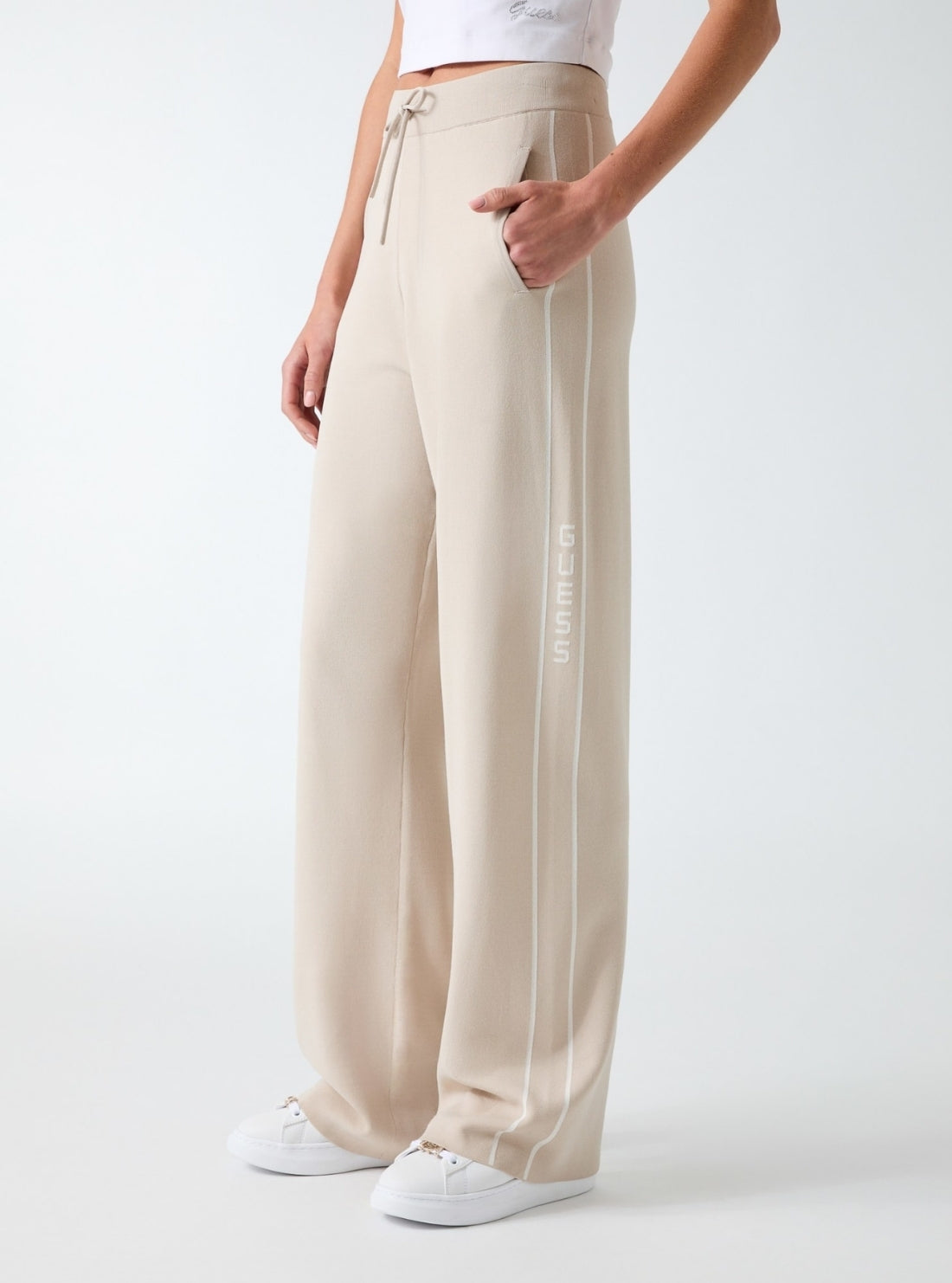 GUESS Womens Beige Meissa Straight Active Pants V6YB22Z0945 Side View