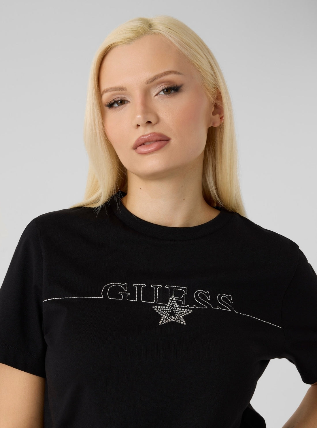 GUESS Womens Black Agena Active T-Shirt V6YI05K4272 Detail View
