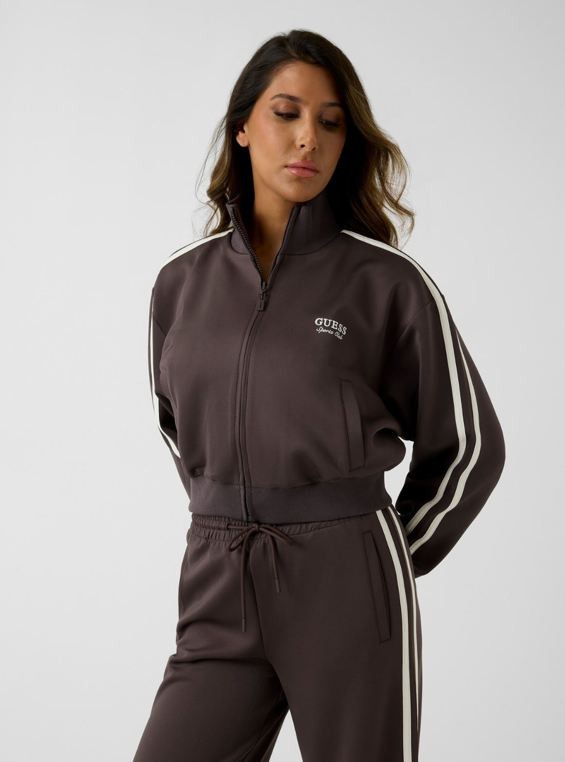 Eco Brown Hoshi Full Zip Sweatshirt | GUESS