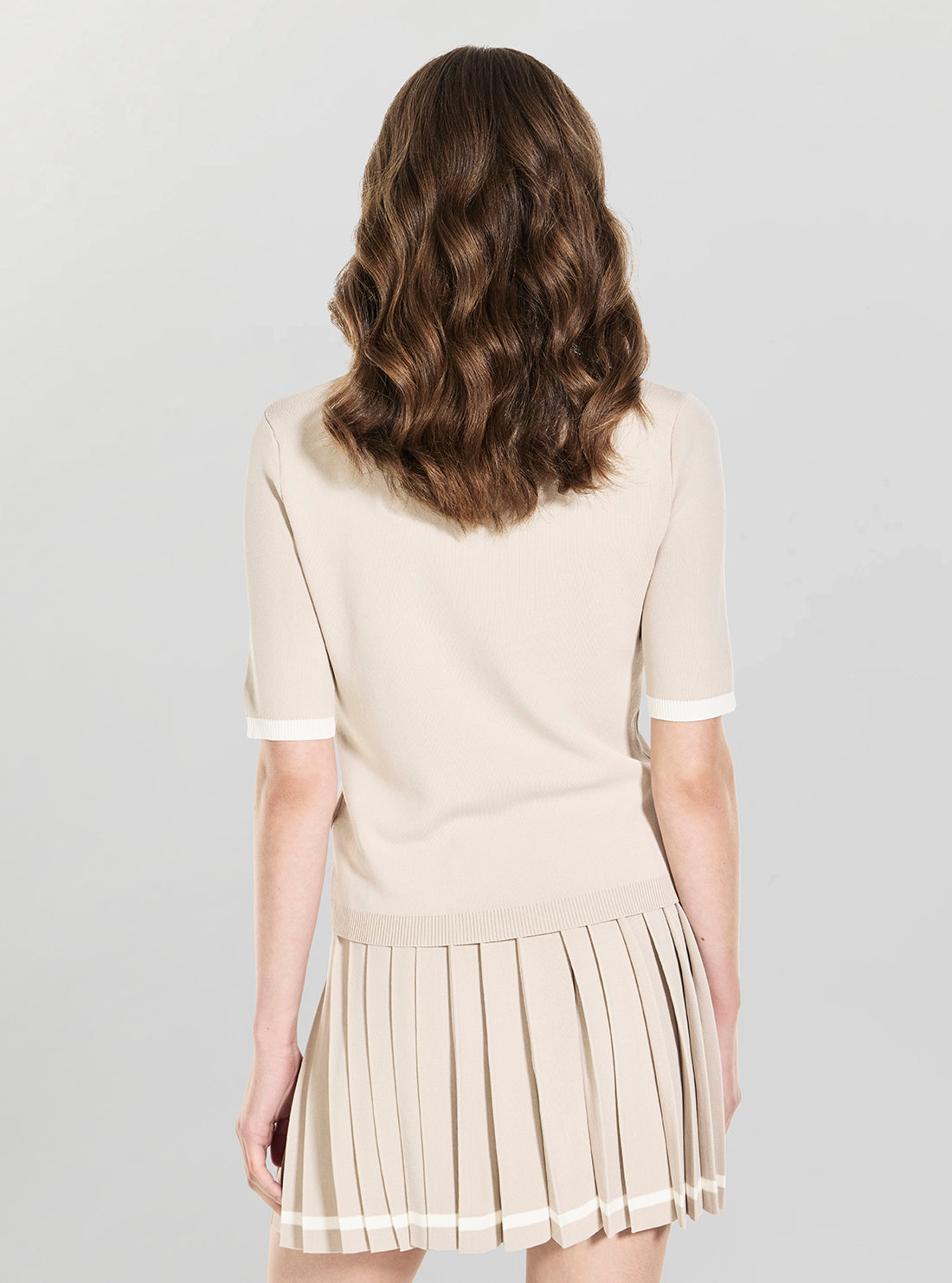 GUESS Womens Beige Meissa Polo Active Sweater V6YR02Z0944 Back View