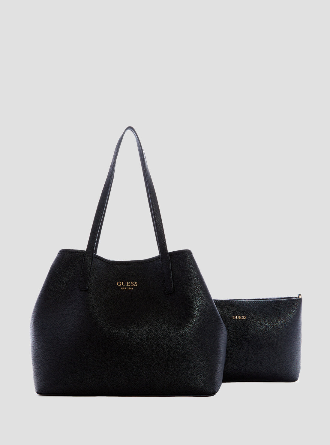 GUESS Women's Black Pebble Vikky 2 in 1 Tote Bag VG699523BLA Styled View